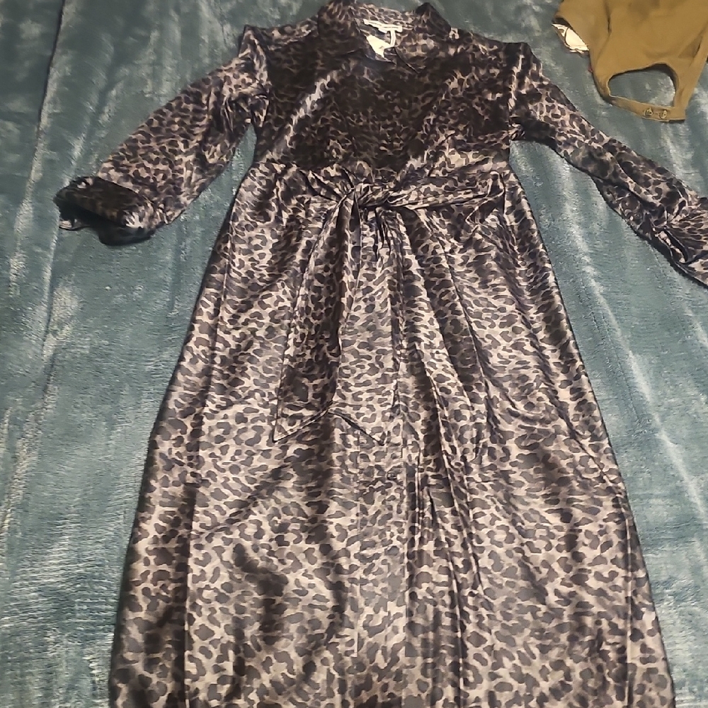 DKNY Black and Gray Leopard Print Kids Dress